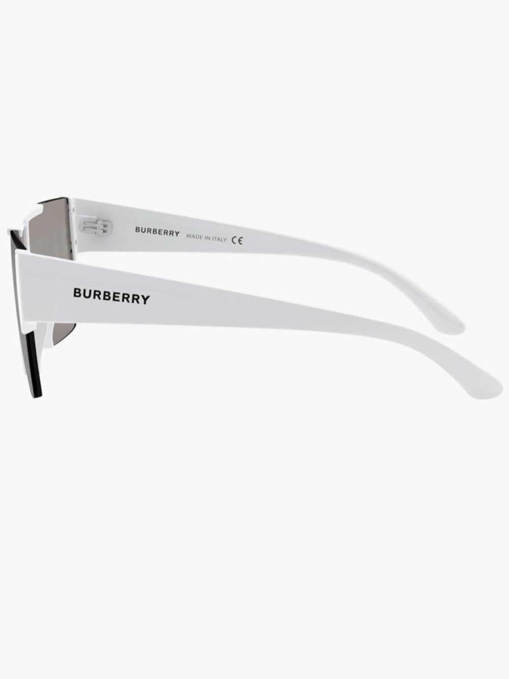 Burberry White Shield Sunglasses with Grey Lenses and Gold Accents - Picture 5 of 5